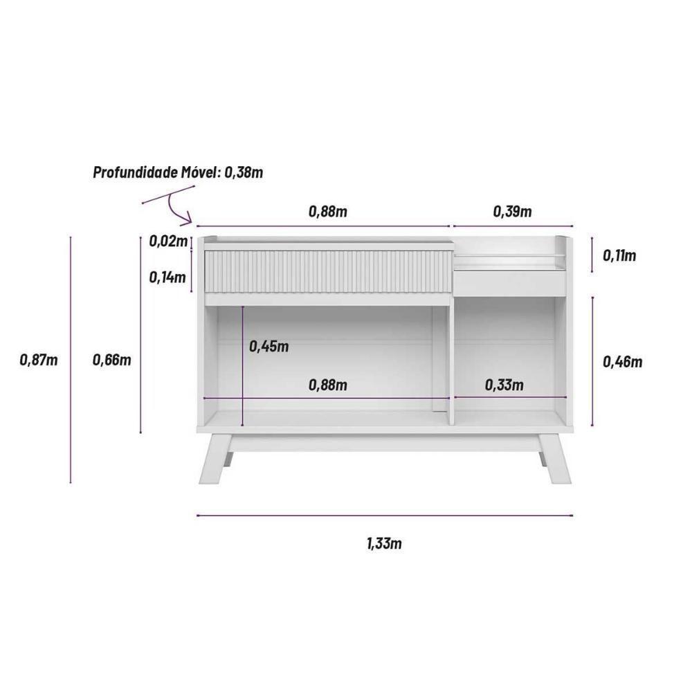 Buffet De Sala Jantar Lucca C- 2 Portas E 1 Gaveta Nature-off White - Linea Brasil - 8