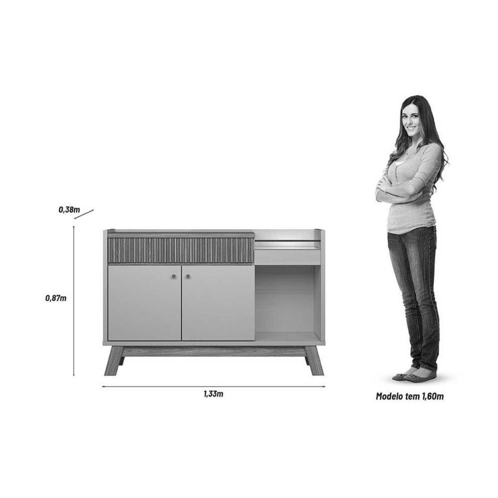 Buffet De Sala Jantar Lucca C- 2 Portas E 1 Gaveta Nature-off White - Linea Brasil - 9