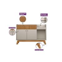 Buffet De Sala Jantar Lucca C- 2 Portas E 1 Gaveta Nature-off White - Linea Brasil - 2