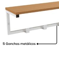 Cabideiro Prateleira De Parede Li042 Canela Branco Kpb Canela Branco