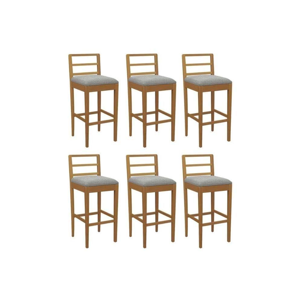 Banqueta Sala De Jantar Sofia 1bmm006ca Premium Madeira Maciça Kit 6 Un Carvalho-boucle Cinza - Kappesberg - 1