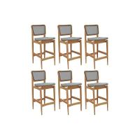 Banqueta Sala De Jantar Liz 1bmm009ca Premium Madeira Maciça Kit 6 Un Carvalho-linho Cinza-tela Grafite - Kappesberg - 1