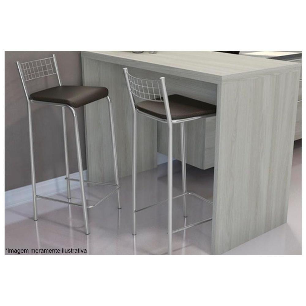 Banqueta Sala De Jantar Gênova 2b705cr Aço Kit 2 Un Cromado-suede Escuro - Kappesberg - 4