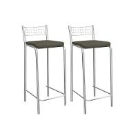 Banqueta Sala De Jantar Gênova 2b705cr Aço Kit 2 Un Cromado-suede Escuro - Kappesberg - 1