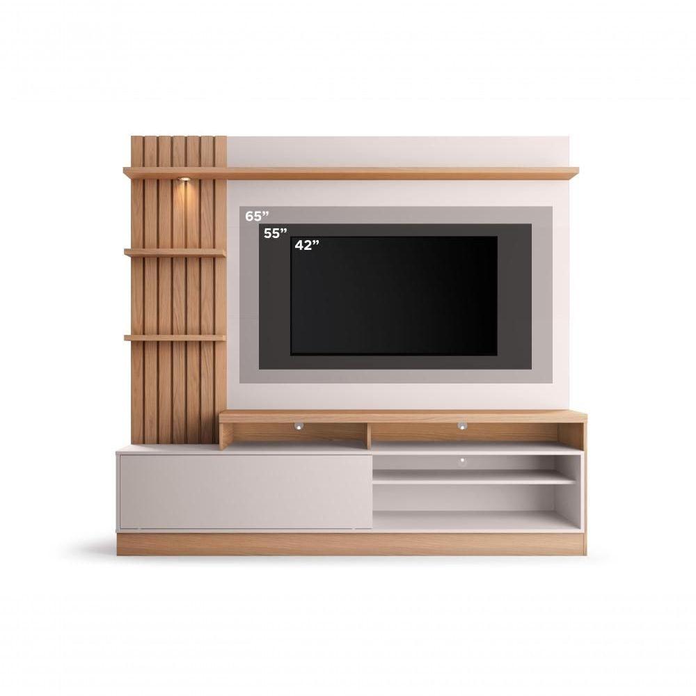 Estante Home Theater Maceió Freijó Off White Com Mesa De Centro Jeri Freijó Off White - Colibri - 7