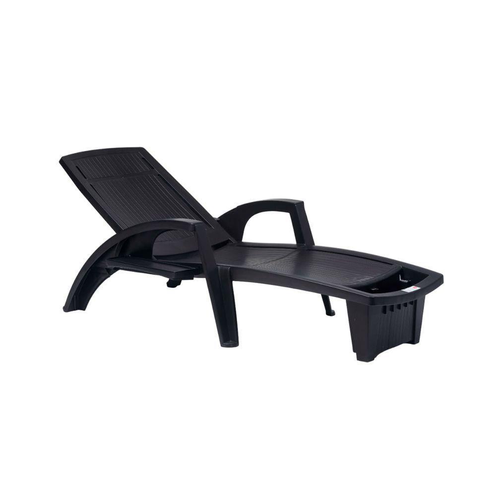 Espreguiçadeira Sole Reclinável Preta Em Polipropileno Com Proteção Uv Pisani - 1