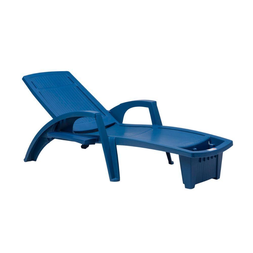 Espreguiçadeira Sole Reclinável Azul Anil Em Polipropileno Com Proteção Uv Pisani - 1