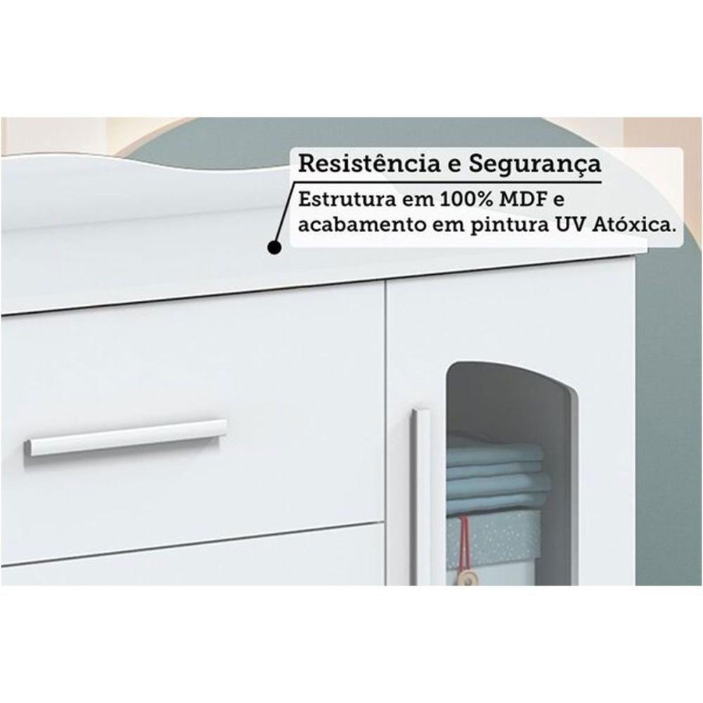 Cômoda Infantil Lisi Plus C- 1 Porta Cristal E 4 Gavetas Branco-amendoa - Peroba - 10