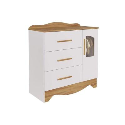 Cômoda Infantil Lisi Plus C- 1 Porta Cristal E 4 Gavetas Branco-amendoa - Peroba