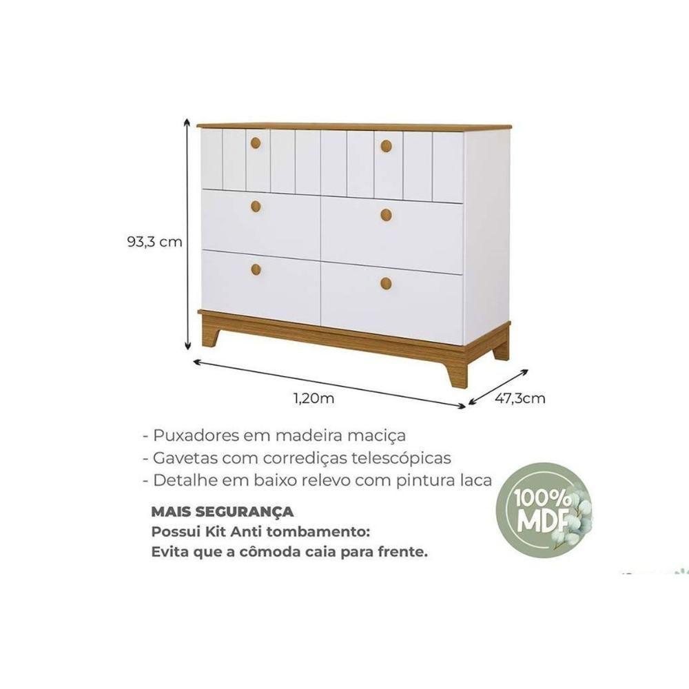 Cômoda Infantil Biscoito C- 6 Gavetas Fendi-nature - Permóbili Baby - 2