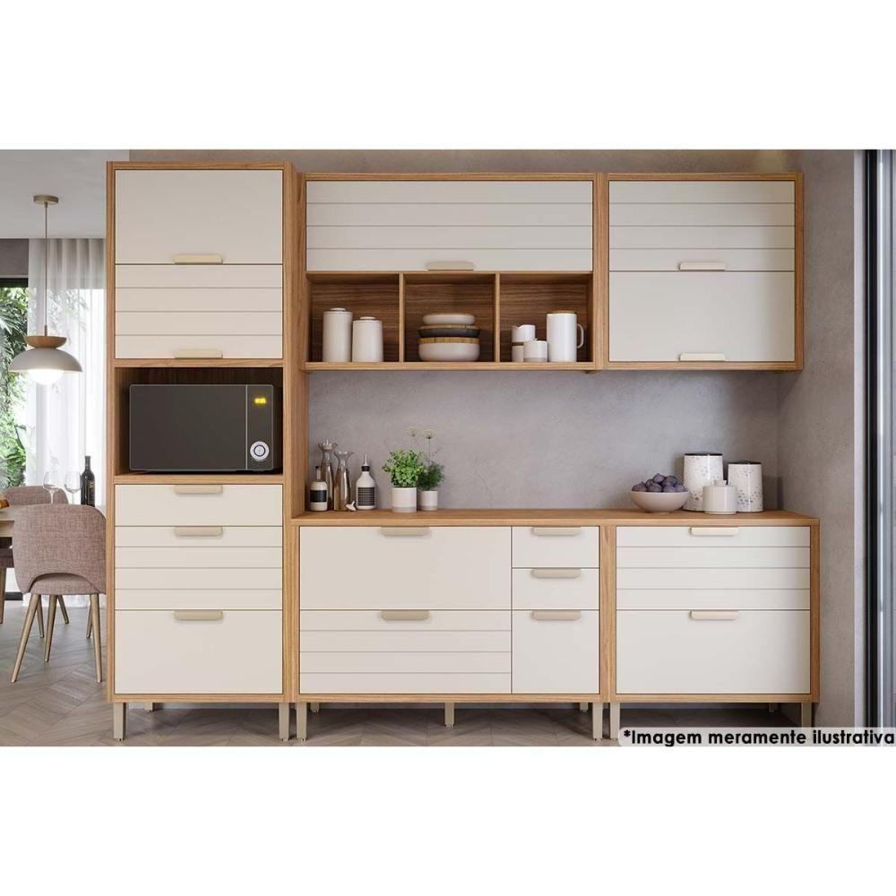 Cozinha Modulada Mgm Eloise 5 Peças (2aéreos+2balcões+1paneleiro) Cz024 Freijo-off White-mgm - 1