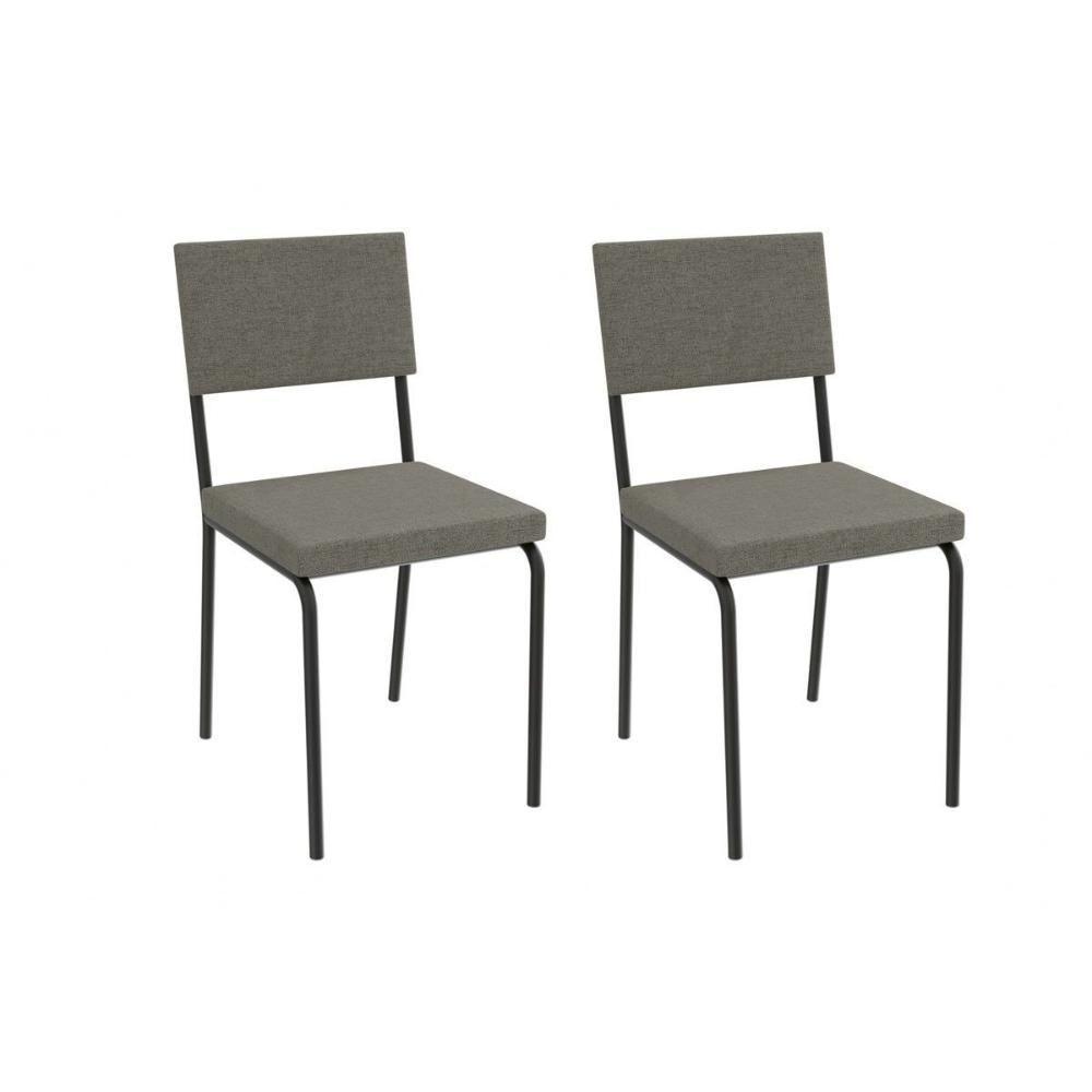 Cadeira Sala De Jantar Zaria 2c128prf Aço Kit 2 Un Preto-linho Escuro - Kappesberg - 1