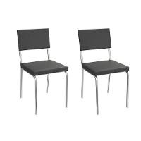 Cadeira Sala De Jantar Zaria 2c128cr Aço Kit 2 Un Cromado-ano Preto - Kappesberg - 1