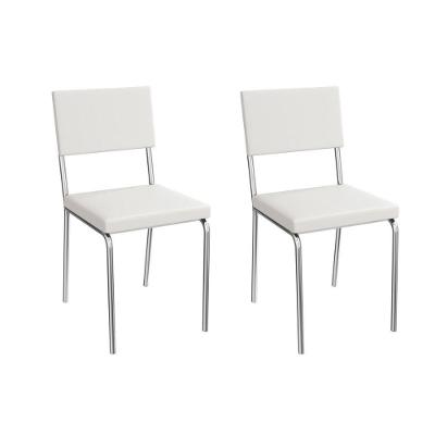 Cadeira Sala De Jantar Zaria 2c128cr Aço Kit 2 Un Cromado-ano Branco - Kappesberg