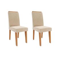 Cadeira Sala De Jantar Taís Kit 2 Un Cinamomo-suede Nude Bege - Cimol - 1