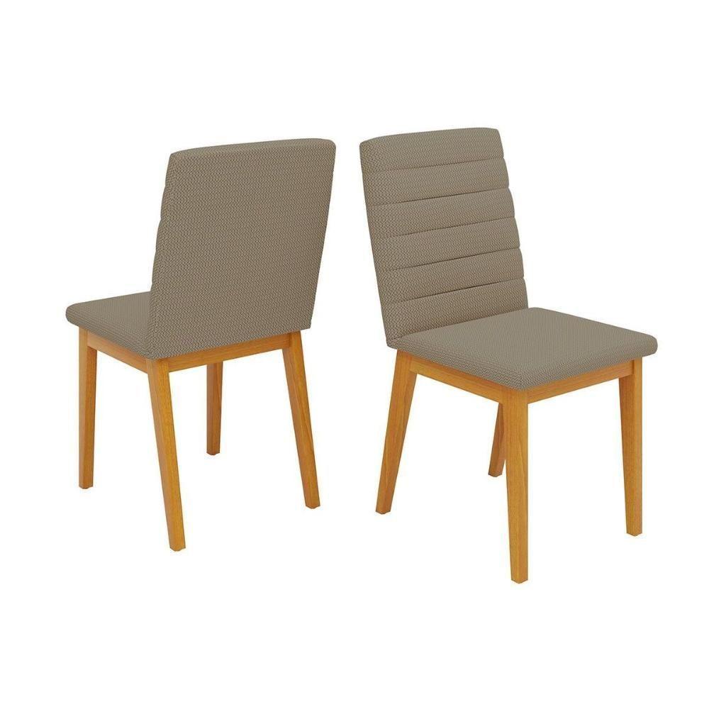Cadeira Sala De Jantar Sofia Madeira Kit 2 Un Ipe-linho Bege - Dj Móveis - 1
