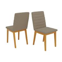 Cadeira Sala De Jantar Sofia Madeira Kit 2 Un Ipe-linho Bege - Dj Móveis - 1