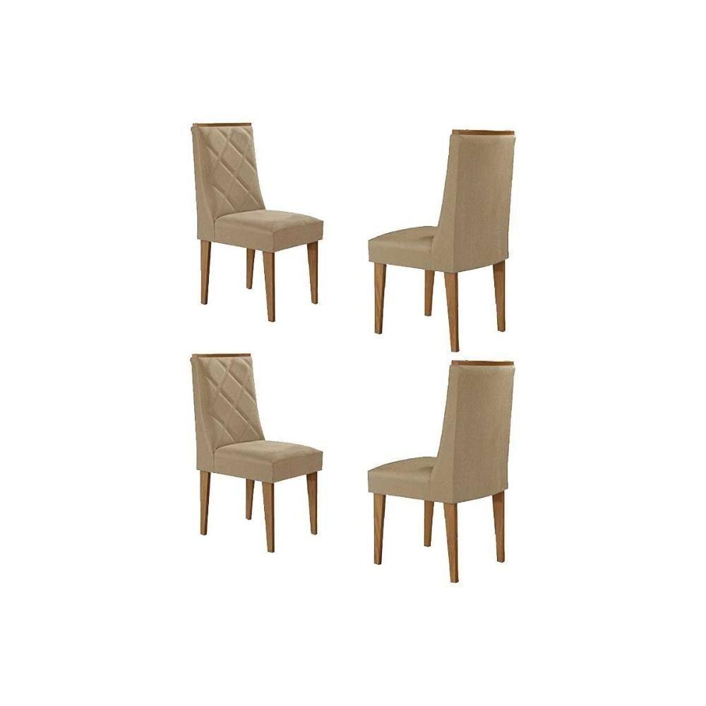 Cadeira Sala De Jantar Pietá Kit 4 Un Naturalle-suede Creme - Rufato - 1
