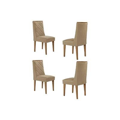 Cadeira Sala De Jantar Pietá Kit 4 Un Naturalle-suede Creme - Rufato