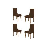 Cadeira Sala De Jantar Pietá Kit 4 Un Naturalle-suede Capuccino - Rufato - 1