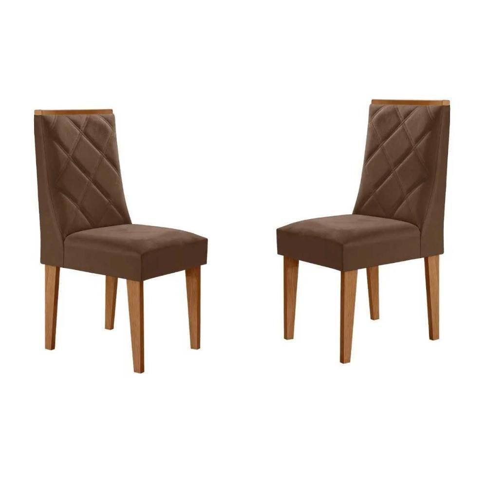 Cadeira Sala De Jantar Pietá Kit 2 Un Naturalle-suede Marrom - Rufato - 1