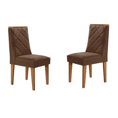 Cadeira Sala De Jantar Pietá Kit 2 Un Naturalle-suede Marrom - Rufato