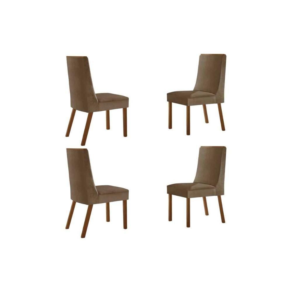Cadeira Sala De Jantar Dakota Kit 4 Un Naturalle-suede Capuccino - Rufato - 1