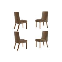 Cadeira Sala De Jantar Dakota Kit 4 Un Naturalle-suede Capuccino - Rufato - 1
