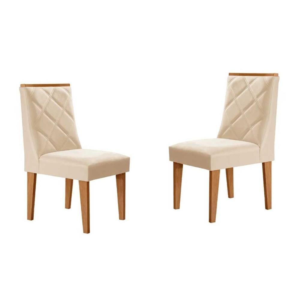 Cadeira Sala De Jantar Pietá Kit 2 Un Naturalle-suede Creme - Rufato - 1