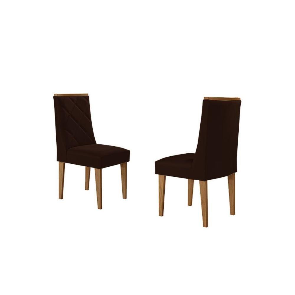 Cadeira Sala De Jantar Pietá Kit 2 Un Madeira Capuccino-suede Marrom - Rufato - 1