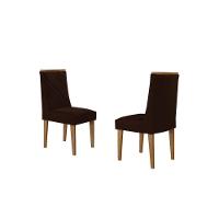 Cadeira Sala De Jantar Pietá Kit 2 Un Madeira Capuccino-suede Marrom - Rufato - 1