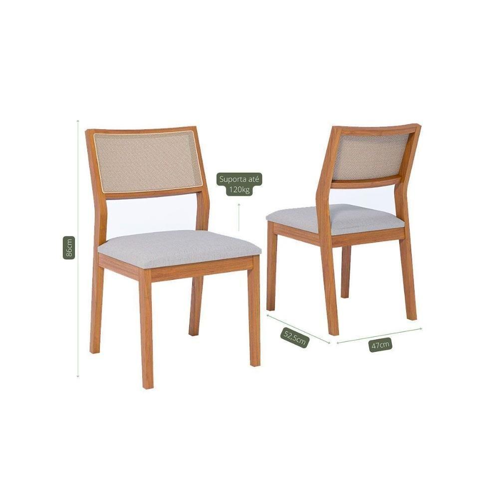 Cadeira Sala De Jantar Oiti Kit 2 Un Carvalho-linho Cinza-tela - Cimol - 3