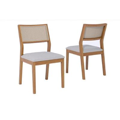 Cadeira Sala De Jantar Oiti Kit 2 Un Carvalho-linho Cinza-tela - Cimol