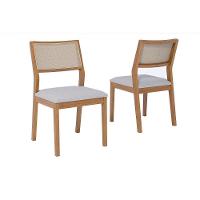 Cadeira Sala De Jantar Oiti Kit 2 Un Carvalho-linho Cinza-tela - Cimol - 1