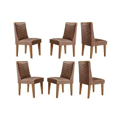 Cadeira Sala De Jantar Dafne Kit 6 Un Madeira Capuccino-corano Capuccino - Rufato