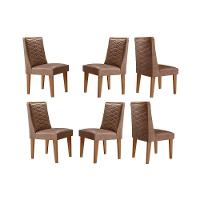 Cadeira Sala De Jantar Dafne Kit 6 Un Madeira Capuccino-corano Capuccino - Rufato - 1