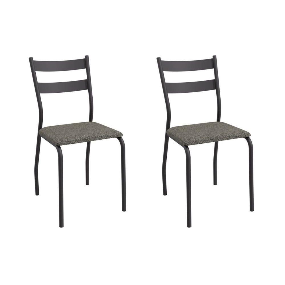 Cadeira Sala De Jantar Bali 2c141prf Aço Kit 2 Un Preto-linho Escuro - Kappesberg - 1