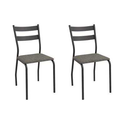 Cadeira Sala De Jantar Bali 2c141prf Aço Kit 2 Un Preto-linho Escuro - Kappesberg