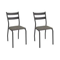 Cadeira Sala De Jantar Bali 2c141prf Aço Kit 2 Un Preto-linho Escuro - Kappesberg - 1