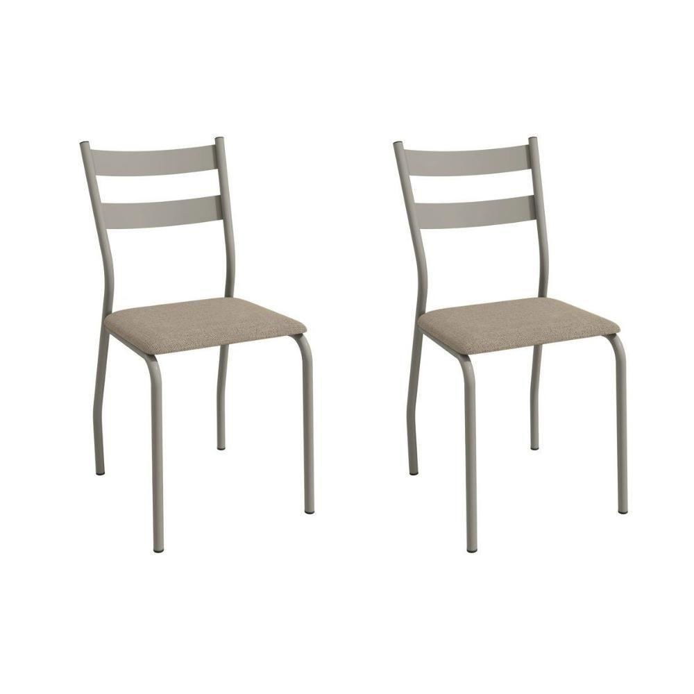 Cadeira Sala De Jantar Bali 2c141nk Aço Kit 2 Un Niquel-linho Bege Fendi - Kappesberg - 1