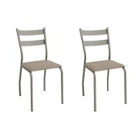 Cadeira Sala De Jantar Bali 2c141nk Aço Kit 2 Un Niquel-linho Bege Fendi - Kappesberg - 1