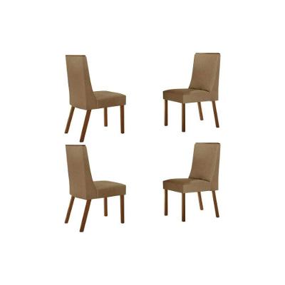 Cadeira Sala De Jantar Dakota Kit 4 Un Naturalle-linho Bege Turim - Rufato