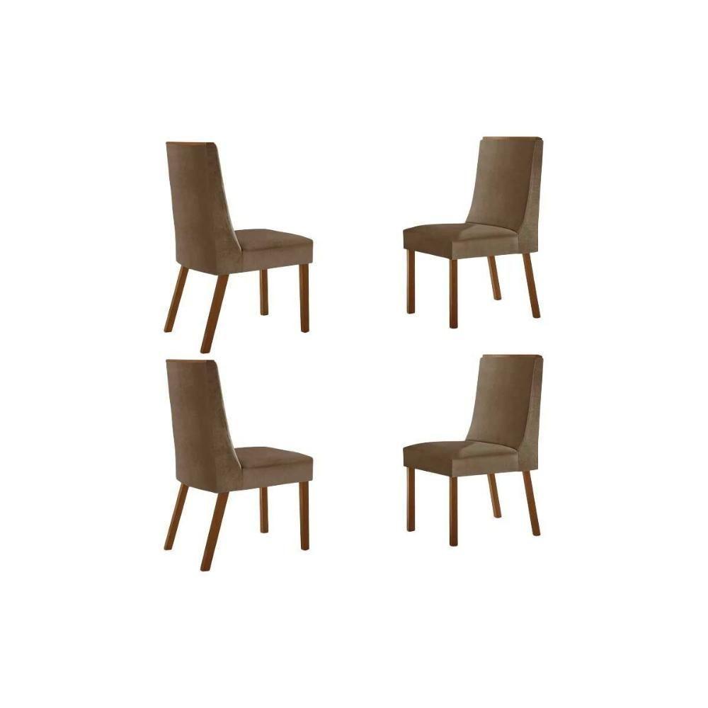 Cadeira Sala De Jantar Dakota Kit 4 Un Madeira Capuccino-suede Capuccino - Rufato - 1