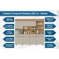 Kit De Cozinha Compacta Realeza C- 6 Portas E 3 Gavetas 220cm Carvalho-titânio - Nesher - 2
