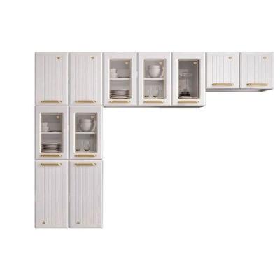 Kit De Cozinha Compacta Diamante New C- 11 Portas ( 5 C- Vidro ) Branco - Telasul