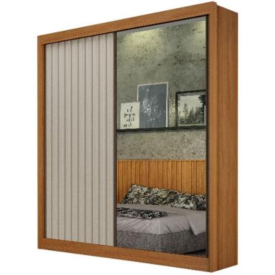 Guarda Roupa São Paulo Ripado Cinamomo Off White 2 Portas 3 Gavetas Leifer Móveis