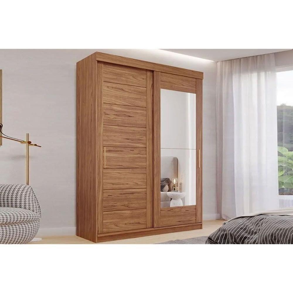 Guarda Roupa Solteiro 2 Portas De Correr (1 C- Espelho) E 3 Gavetas Liz Cinamomo - Panan - 3