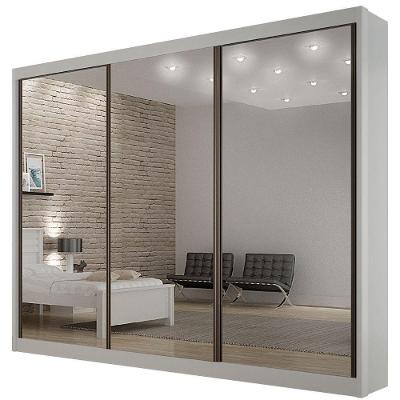 Guarda Roupa San Marino Branco 3 Portas Espelhadas 6 Gavetas Leifer Móveis