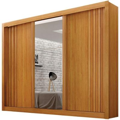 Guarda Roupa Milano Cinamomo 3 Portas Com Espelho 4 Gavetas Leifer Móveis