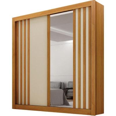 Guarda Roupa Milano Cinamomo Off White 2 Portas Com Espelho 2 Gavetas Leifer Móveis